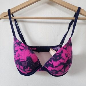 Y2K Victorias Secret Pink Bra Tie Dye Push Up Underwire 32C